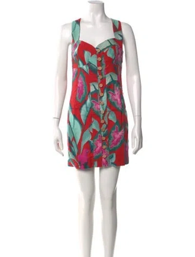 Pre-owned Farm Rio Linen Mini Dress In Pink