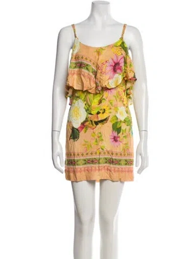 Pre-owned Farm Rio Linen Mini Dress In Pink