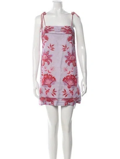 Pre-owned Farm Rio Linen Mini Dress In Pink