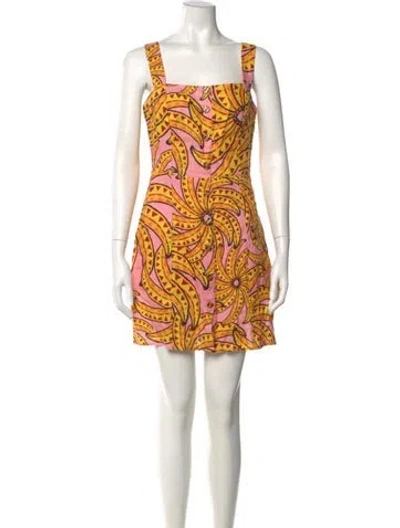 Pre-owned Farm Rio Linen Mini Dress In Pink