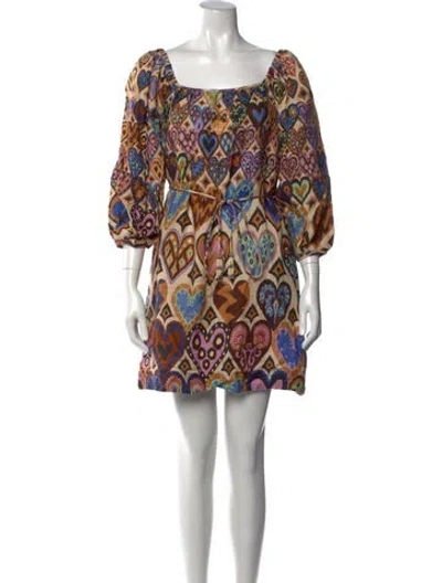 Pre-owned Farm Rio Linen Mini Dress In Purple