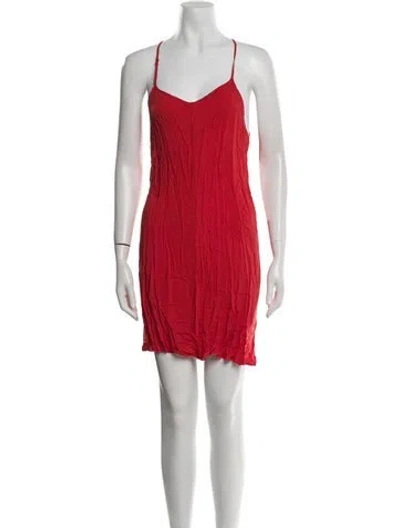 Pre-owned Farm Rio Linen Mini Dress In Red