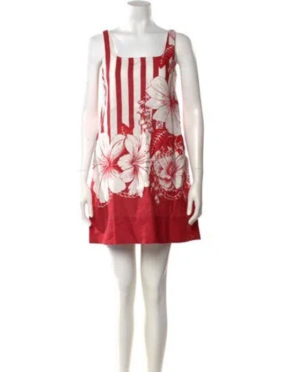 Pre-owned Farm Rio Linen Mini Dress In Red