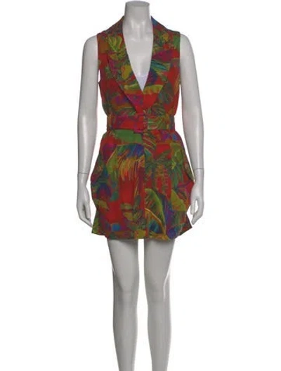 Pre-owned Farm Rio Linen Mini Dress In Red