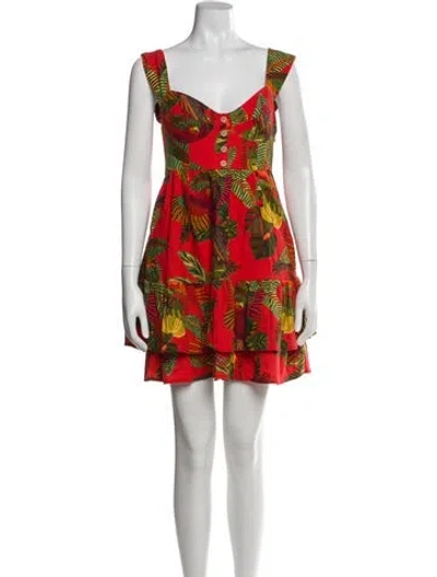 Pre-owned Farm Rio Linen Mini Dress In Red