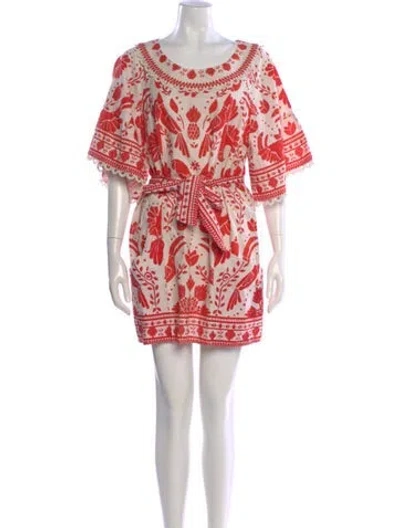 Pre-owned Farm Rio Linen Mini Dress In Red