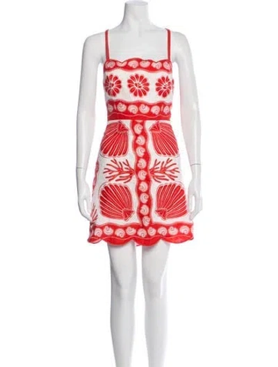 Pre-owned Farm Rio Linen Mini Dress In Red