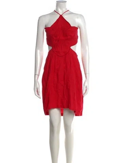 Pre-owned Farm Rio Linen Mini Dress In Red