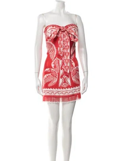 Pre-owned Farm Rio Linen Mini Dress In Red