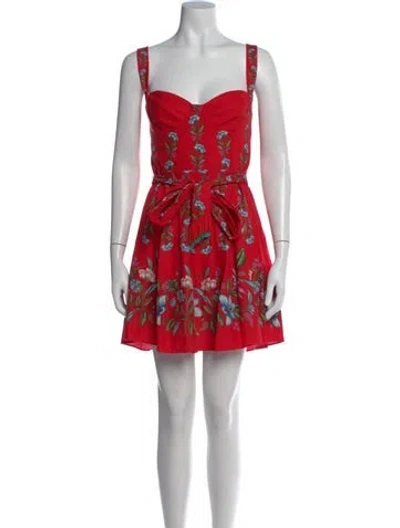 Pre-owned Farm Rio Linen Mini Dress In Red
