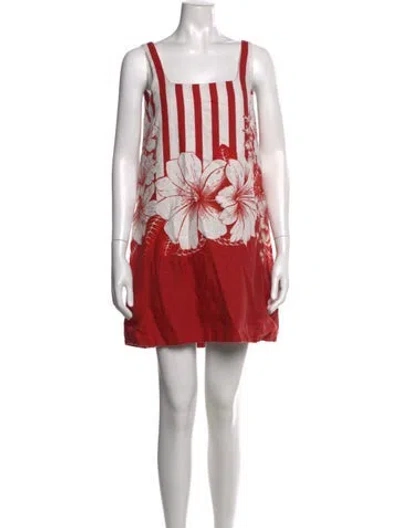 Pre-owned Farm Rio Linen Mini Dress In Red