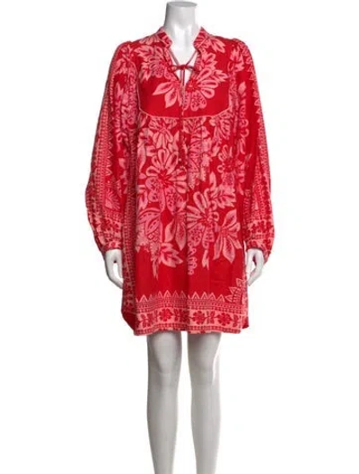 Pre-owned Farm Rio Linen Mini Dress In Red