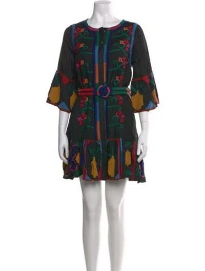 Pre-owned Farm Rio Linen Mini Dress W/ Tags In Black
