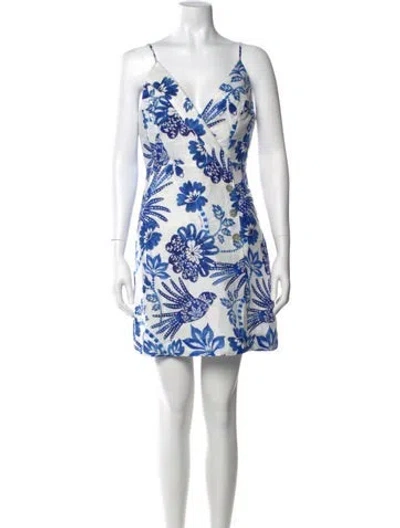 Pre-owned Farm Rio Linen Mini Dress W/ Tags In Blue
