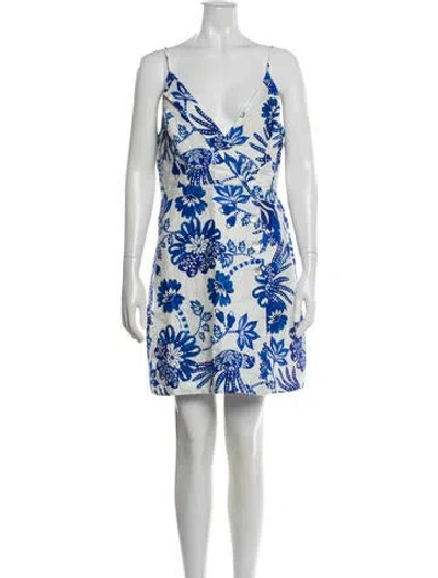 Pre-owned Farm Rio Linen Mini Dress W/ Tags In Blue