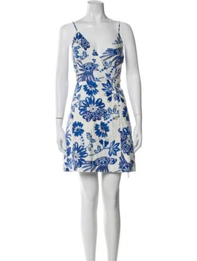 Pre-owned Farm Rio Linen Mini Dress W/ Tags In Blue