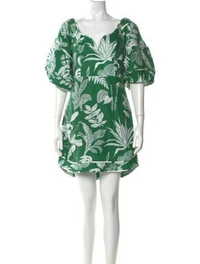 Pre-owned Farm Rio Linen Mini Dress W/ Tags In Green