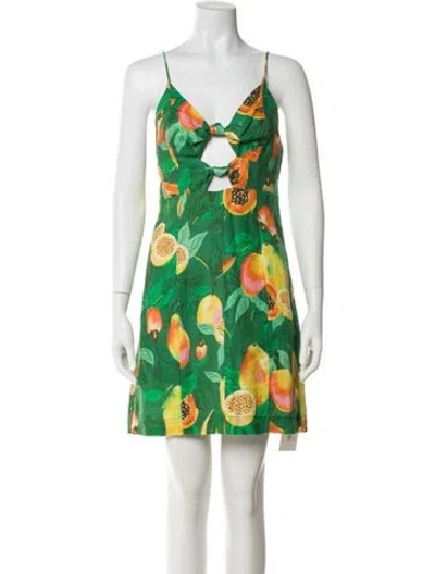 Pre-owned Farm Rio Linen Mini Dress W/ Tags In Green