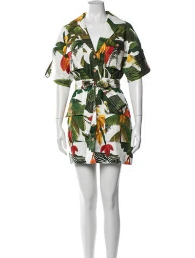 Pre-owned Farm Rio Linen Mini Dress W/ Tags In Green