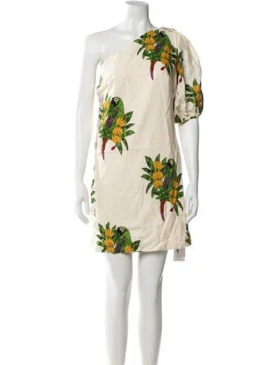 Pre-owned Farm Rio Linen Mini Dress W/ Tags In Neutral