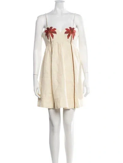 Pre-owned Farm Rio Linen Mini Dress W/ Tags In Neutral