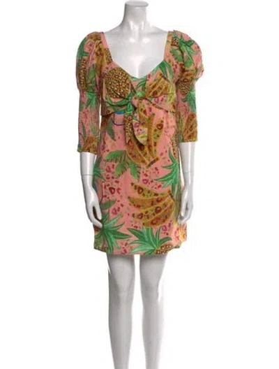 Pre-owned Farm Rio Linen Mini Dress W/ Tags In Pink