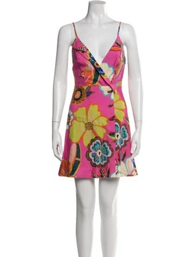 Pre-owned Farm Rio Linen Mini Dress W/ Tags In Pink