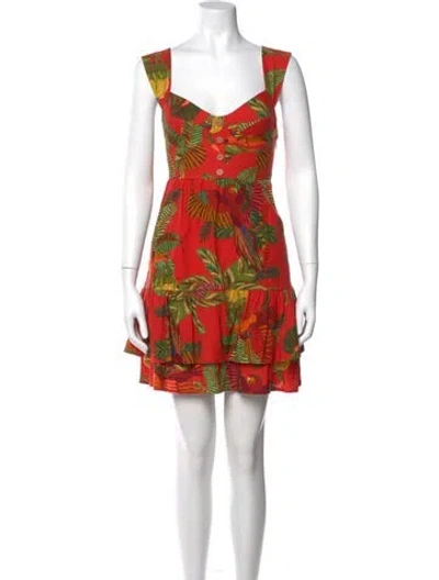 Pre-owned Farm Rio Linen Mini Dress W/ Tags In Red
