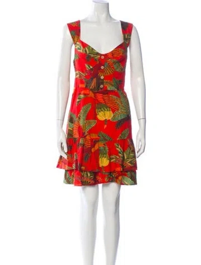 Pre-owned Farm Rio Linen Mini Dress W/ Tags In Red