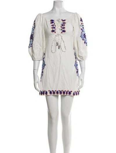 Pre-owned Farm Rio Linen Mini Dress W/ Tags In White