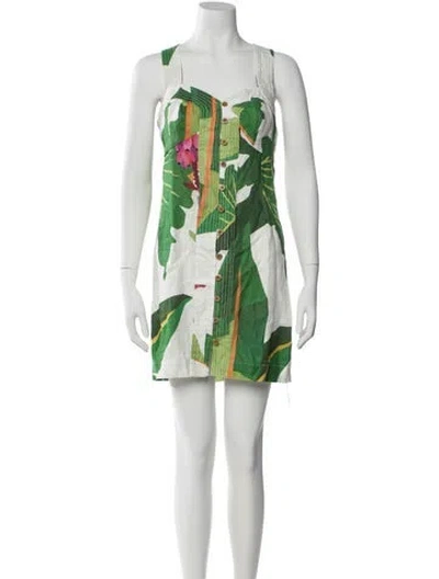 Pre-owned Farm Rio Linen Mini Dress W/ Tags In White