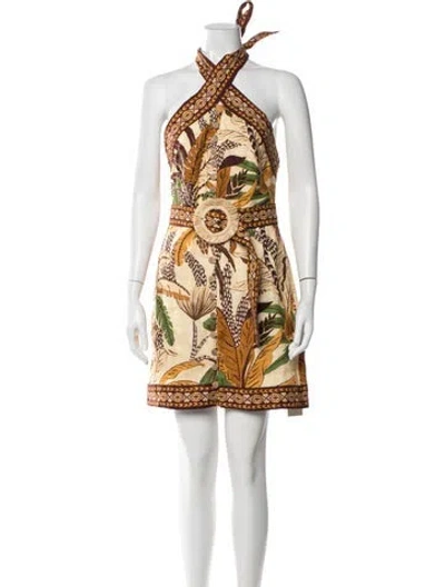 Pre-owned Farm Rio Linen Mini Dress W/ Tags In White