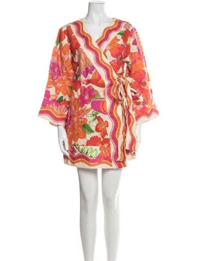 Pre-owned Farm Rio Linen Mini Dress W/ Tags In White