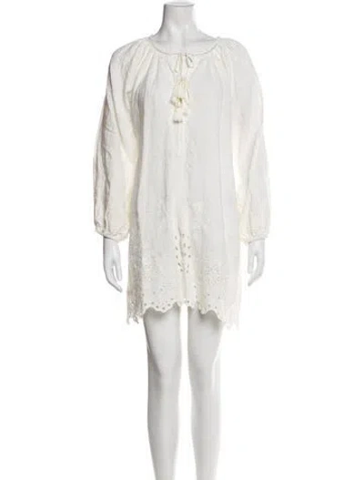 Pre-owned Farm Rio Linen Mini Dress In White