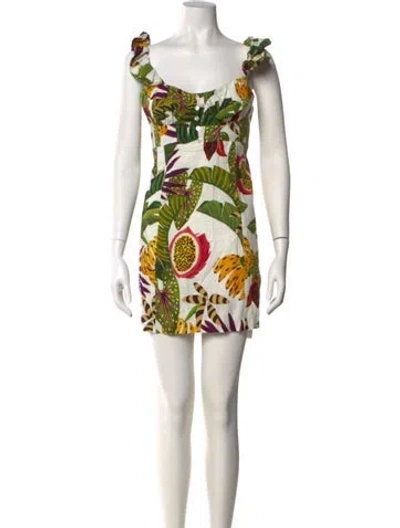 Pre-owned Farm Rio Linen Mini Dress In White