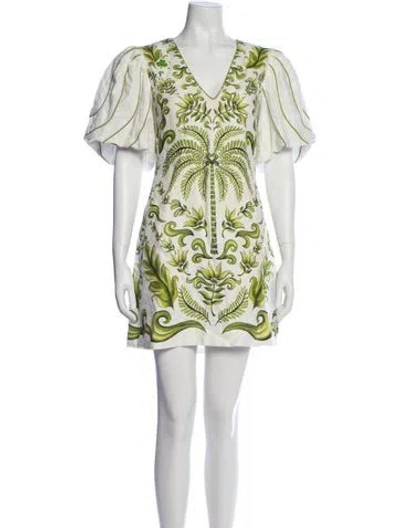 Pre-owned Farm Rio Linen Mini Dress In White
