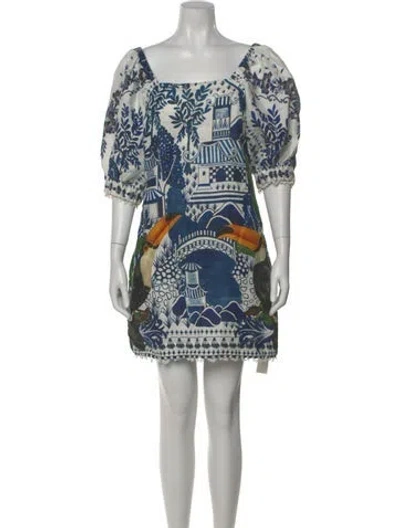Pre-owned Farm Rio Linen Mini Dress In White