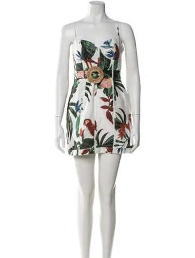 Pre-owned Farm Rio Linen Mini Dress In White