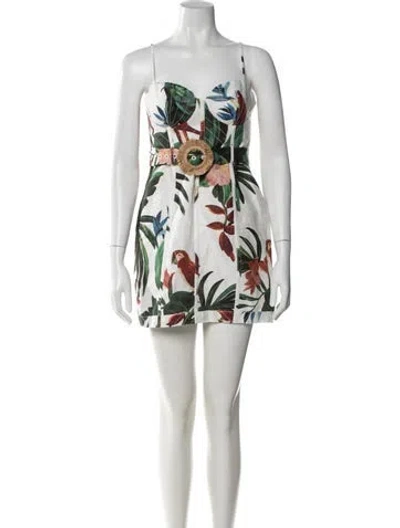 Pre-owned Farm Rio Linen Mini Dress In White