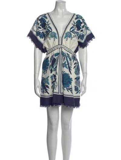 Pre-owned Farm Rio Linen Mini Dress In White