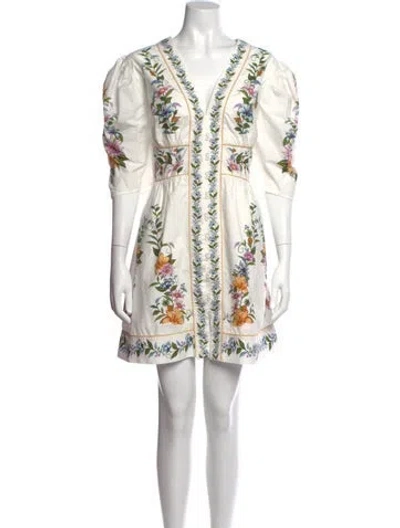 Pre-owned Farm Rio Linen Mini Dress In White