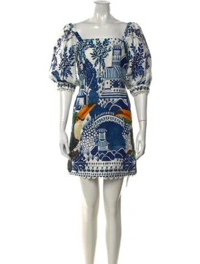 Pre-owned Farm Rio Linen Mini Dress In White