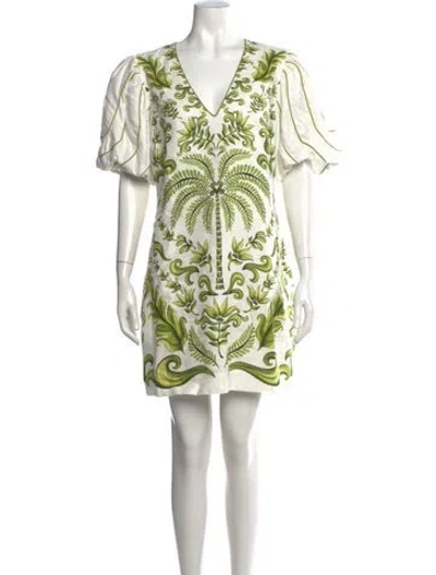 Pre-owned Farm Rio Linen Mini Dress In White