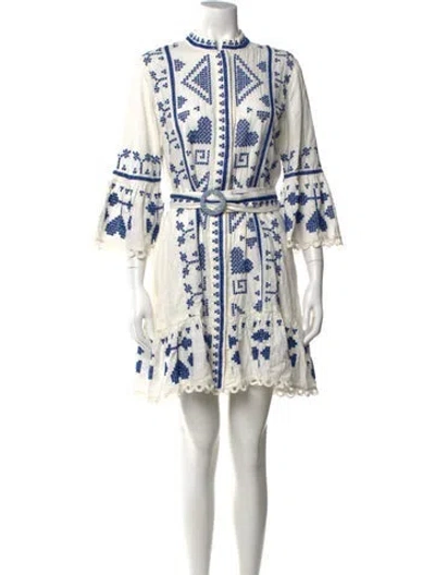 Pre-owned Farm Rio Linen Mini Dress In White