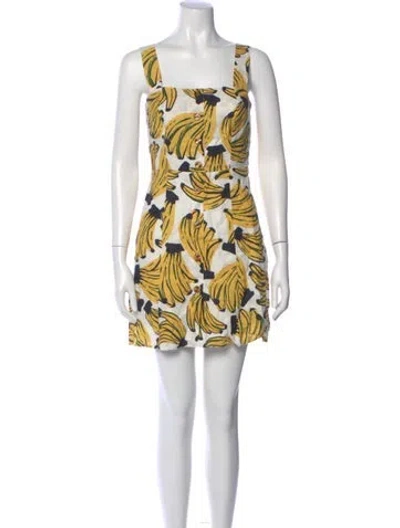 Pre-owned Farm Rio Linen Mini Dress In Yellow