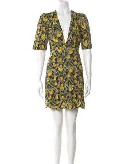 Pre-owned Farm Rio Linen Mini Dress In Yellow
