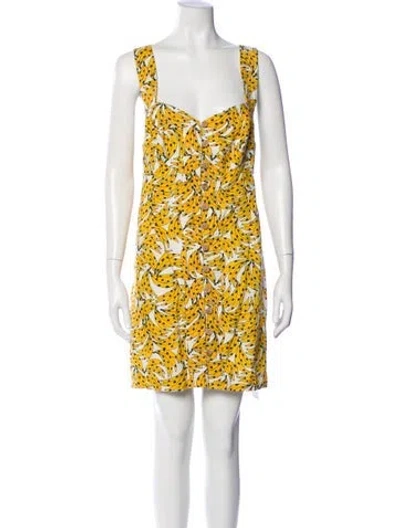 Pre-owned Farm Rio Linen Mini Dress In Yellow