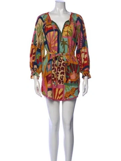 Pre-owned Farm Rio Linen Mini Dress In Yellow