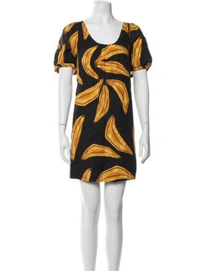 Pre-owned Farm Rio Linen Mini Dress In Yellow