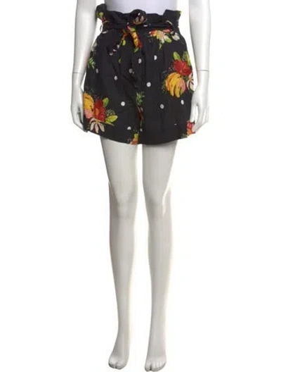 Pre-owned Farm Rio Linen Mini Shorts In Black/orange